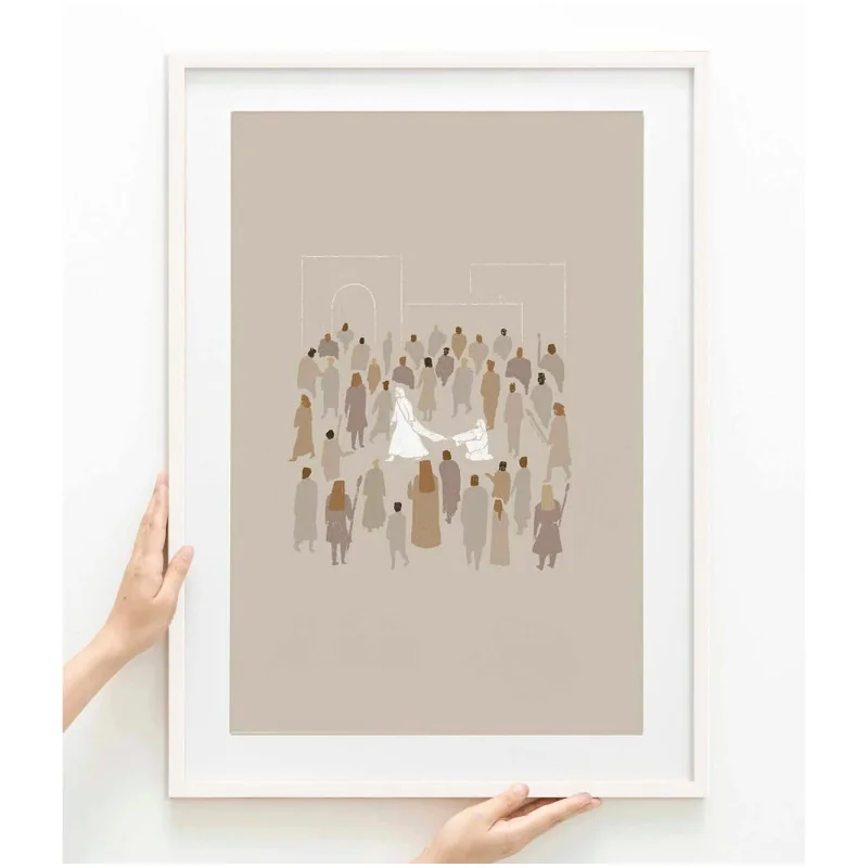 "Milagres de Jesus - Mulher que toca as vestes de Jesus" Quadro de decoração