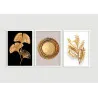 "Trio abstrato folhas douradas" Conjunto de quadros decorativos
