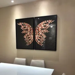 "Quadros Borboleta rose gold" Conjunto de quadros decorativos