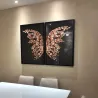 "Quadros Borboleta rose gold" Conjunto de quadros decorativos
