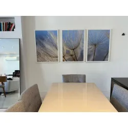 "Trio dente de leão tons azul" Conjunto de quadros decorativos
