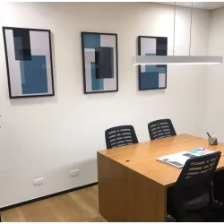 "Trio abstrato azul petróleo" Conjunto de quadros decorativos