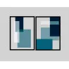 "Abstrato Azul Petróleo" Conjunto de quadros decorativos