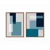 "Abstrato Azul Petróleo" Conjunto de quadros decorativos