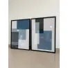 "Abstrato Azul Petróleo" Conjunto de quadros decorativos