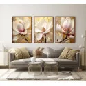 "Trio floral dourado" Conjunto de quadros decorativos