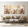"Trio floral dourado" Conjunto de quadros decorativos