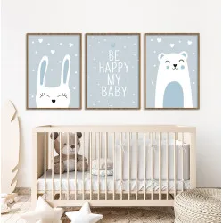 "Trio infantil menino" Conjunto de quadros decorativos