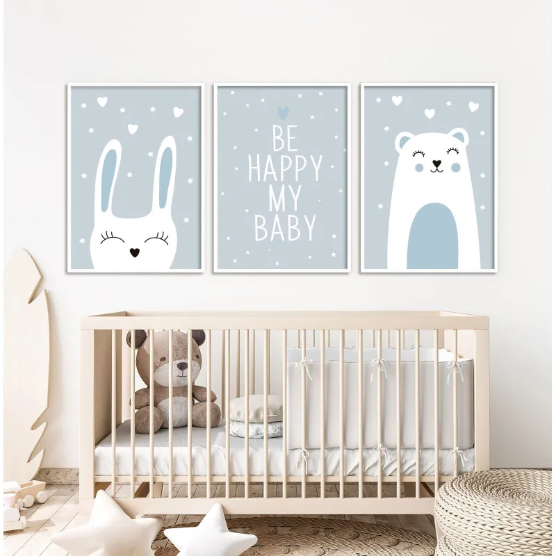 "Trio infantil menino" Conjunto de quadros decorativos