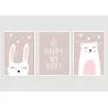 "Trio infantil menina" Conjunto de quadros decorativos