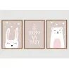 "Trio infantil menina" Conjunto de quadros decorativos