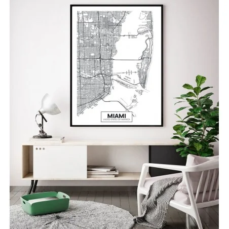 "Mapa Miami" Quadro de decoração