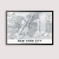 "Mapa Nova Iorque II" Quadro de decoração