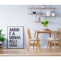 "Amor é minha religião" Quadro de decoração
