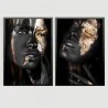 "Dupla mulher negra dourado" Conjunto de quadros decorativos