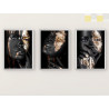 "Trio mulher negra dourado" Conjunto de quadros decorativos