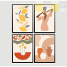 "Quarteto moderno tons neutros" Conjunto de quadros decorativos