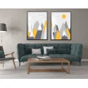 "Montanhas ilustração Nórdica" Conjunto de quadros decorativos
