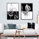 "Folhagens de prata PeB" Conjunto de quadros decorativos