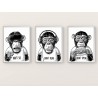 "Macacos sábios" Conjunto de quadros decorativos