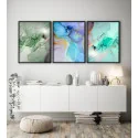 "Mármore Líquido Colorido Trio" Conjunto de quadros decorativos