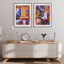 "Abstrato Quente" Conjunto de quadros decorativos