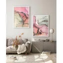"Mármore liquido Colorido Rosa" Conjunto de quadros decorativos