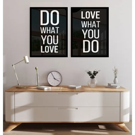 "Faça o que ama, ame o que faz" Conjunto de quadros decorativos