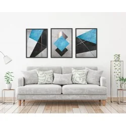 "Azul Geométrico" Conjunto de quadros decorativos