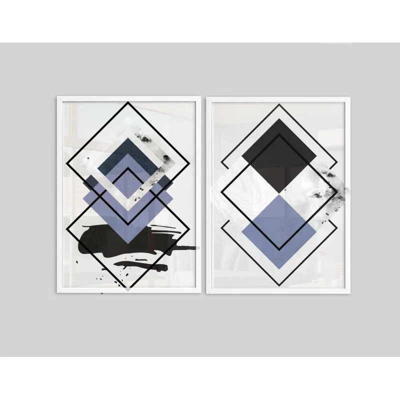 "Dupla geométrica" Conjunto de quadros decorativos