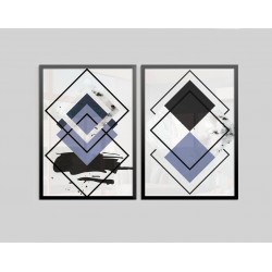 "Dupla geométrica" Conjunto de quadros decorativos