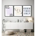 "Trio Good Vibes Colors" Conjunto de quadros decorativos