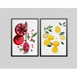 "Frutas" Conjunto de quadros decorativos