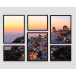 "Luzes de Santorini" Conjunto de quadros de decoração