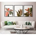 "Trio de folhas coloridas" Conjunto de quadros decorativos