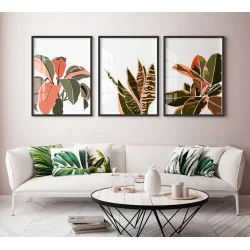 "Trio de folhas coloridas" Conjunto de quadros decorativos