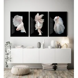 "Trio peixes" Conjunto de quadros decorativos