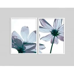"Dupla Floral Azul" Conjunto de quadros decorativos