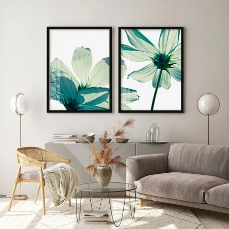 "Dupla Floral verde" Conjunto de quadros decorativos