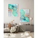 "Tons de marmore verde" Conjunto de quadros decorativos