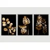 "Trio plantas ouro-preto" Conjunto de quadros decorativos