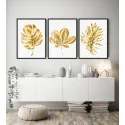 "Trio folhagens ouro-branco" Conjunto de quadros decorativos