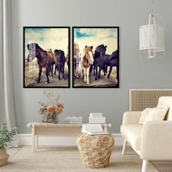 "Cavalos" Conjunto de quadros decorativos