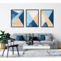 "Trio Azul abstrato" Conjunto de quadros decorativos