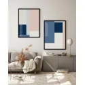 "Abstrato Rosa e Azul" Conjunto de quadros decorativos
