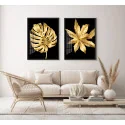 "Dupla plantas douradas" Conjunto de quadros decorativos