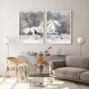 "Cavalos correndo" Conjunto de quadros decorativos