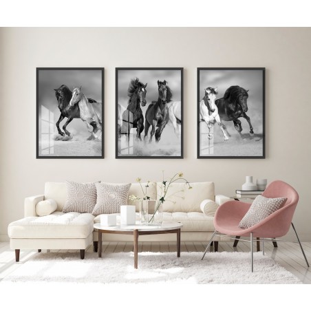 "Trio de Cavalos" Conjunto de quadros decorativos