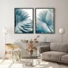"Folhas de Palmeira - Azul" Conjunto de quadros decorativos