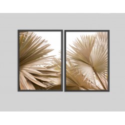 "Folhas de Palmeira - Bege" Conjunto de quadros decorativos